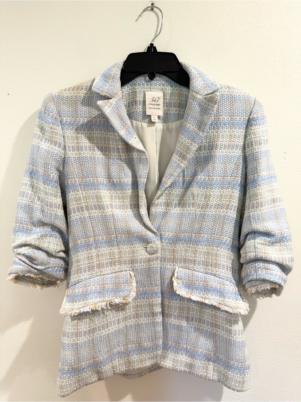 Cinq A Sept Priscilla Boxweave Blazer Tweed Jacket Size 0